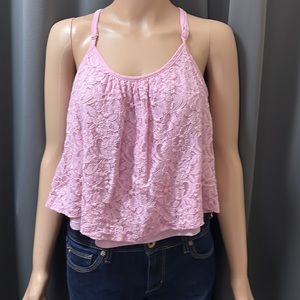Beautiful Rue 21 Pink Boho Lace Cami Top Fully lined Sz Medium